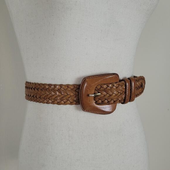 De Vecchi by Hamilton Hodge Belt Medium Brown Leather Braided Woven Italy Boho main image 8